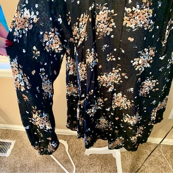 Boho Dress XL Jade by Jane Black Pretty Floral White Gold Tan Flowy - Picture 7 of 14